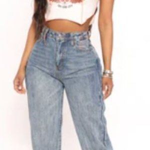 Fashion Nova Not My Daddy Straight Jeans Vintage Blue Wash